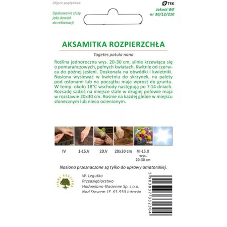 AKSAMITKA ROZP. PEŁ. POMARAŃCZOWA 1G LEGUTKO