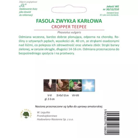 FASOLA SZPAR.ZIELONA CROPPER TEEPEE 40G LEGUTKO.